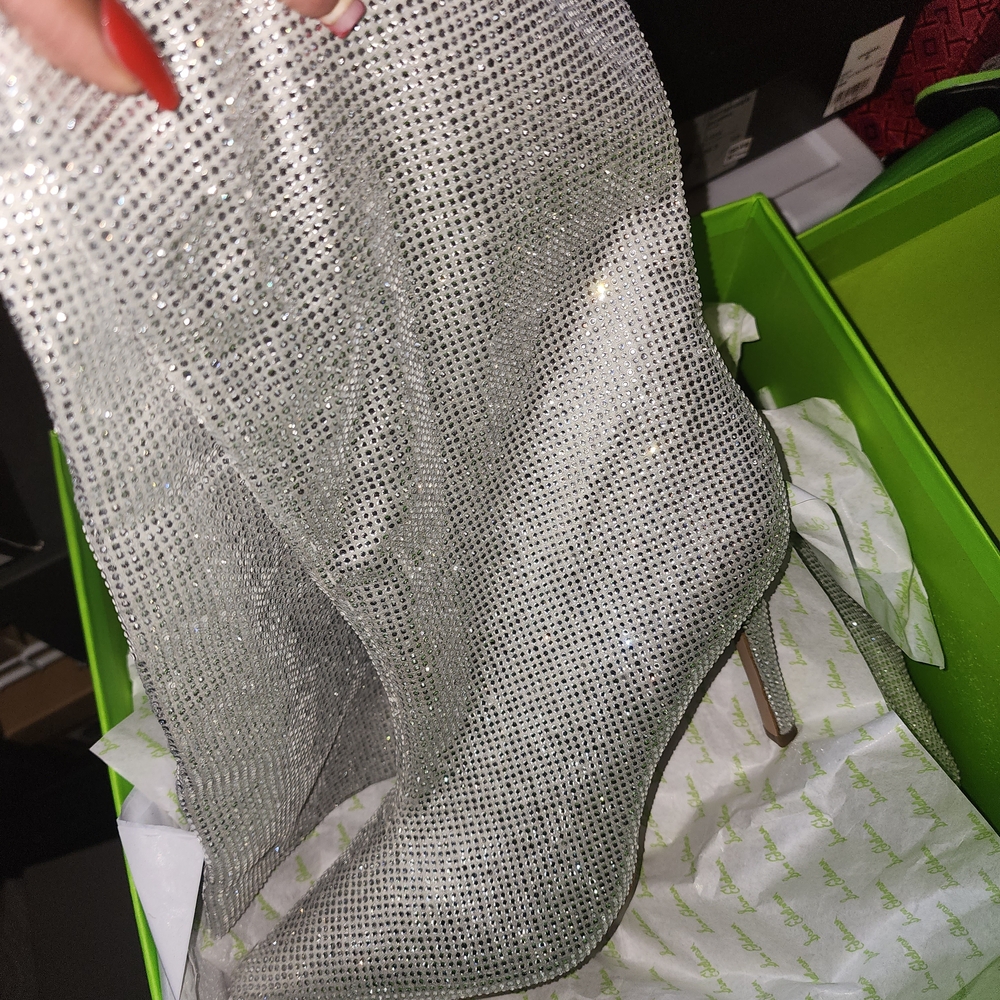 Sam Edelman Rhinestone Silver Heeled Boots
